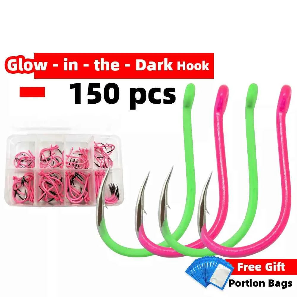 Glow-in-the-Dark Fishing Hooks - High Carbon Steel Sharp Deep Water Hooks (#3–#12)