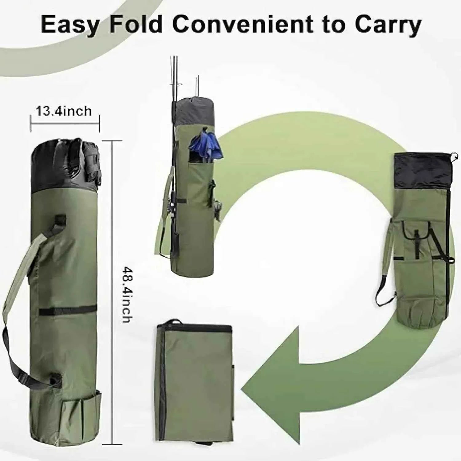 1.15M Large Capacity Waterproof Fishing Rod Case - Multi-Functional Single Shoulder & Handheld fishing tackle Storage Bag