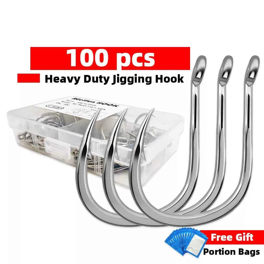 Jigging Hooks | High Carbon Steel Wide Gap Circle Fishing Hooks for Big Game - REeffun
