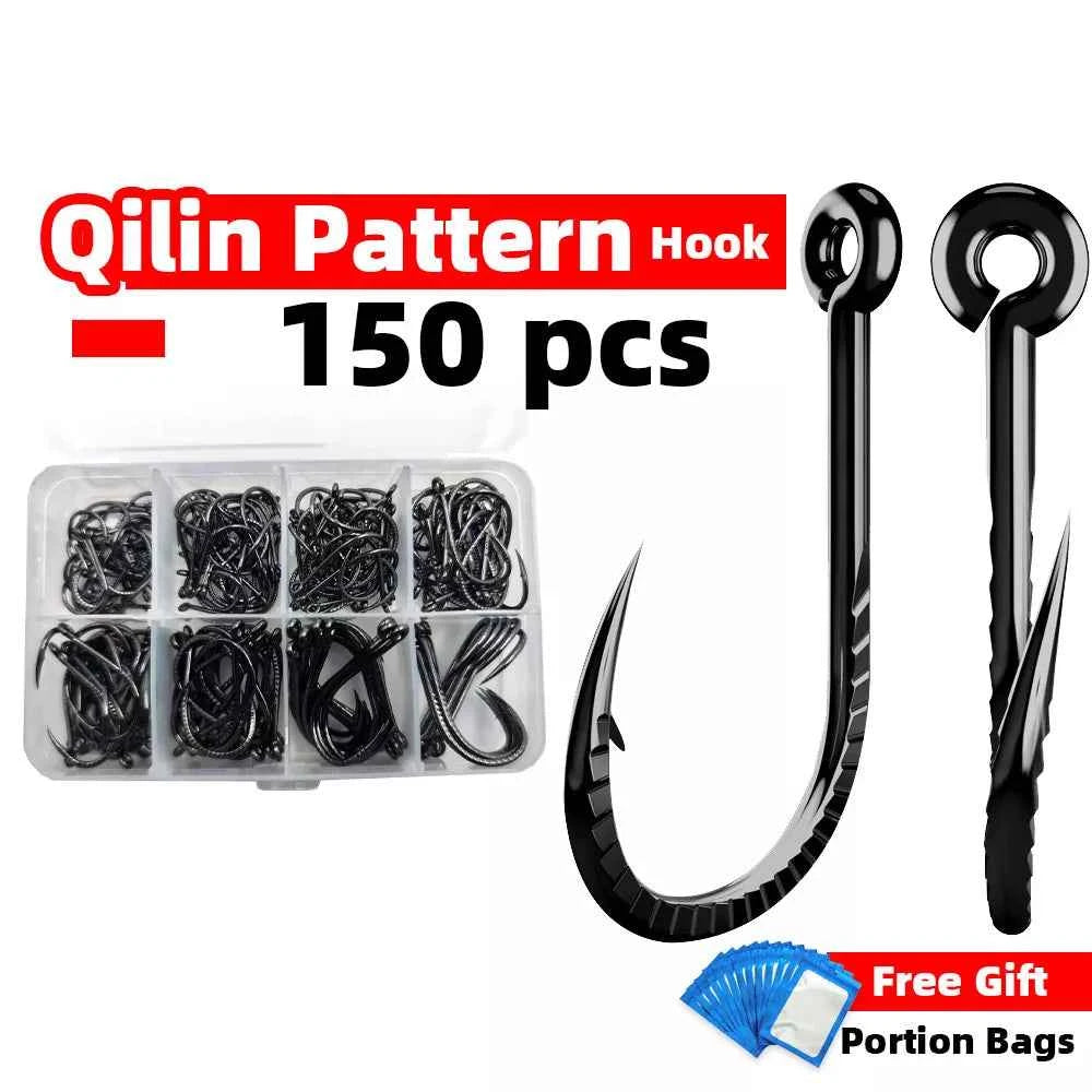 Qilin Bionic Fish Hook - Premium High Carbon Steel Barb Hooks for Freshwater & Saltwater (Sizes #3–#12)
