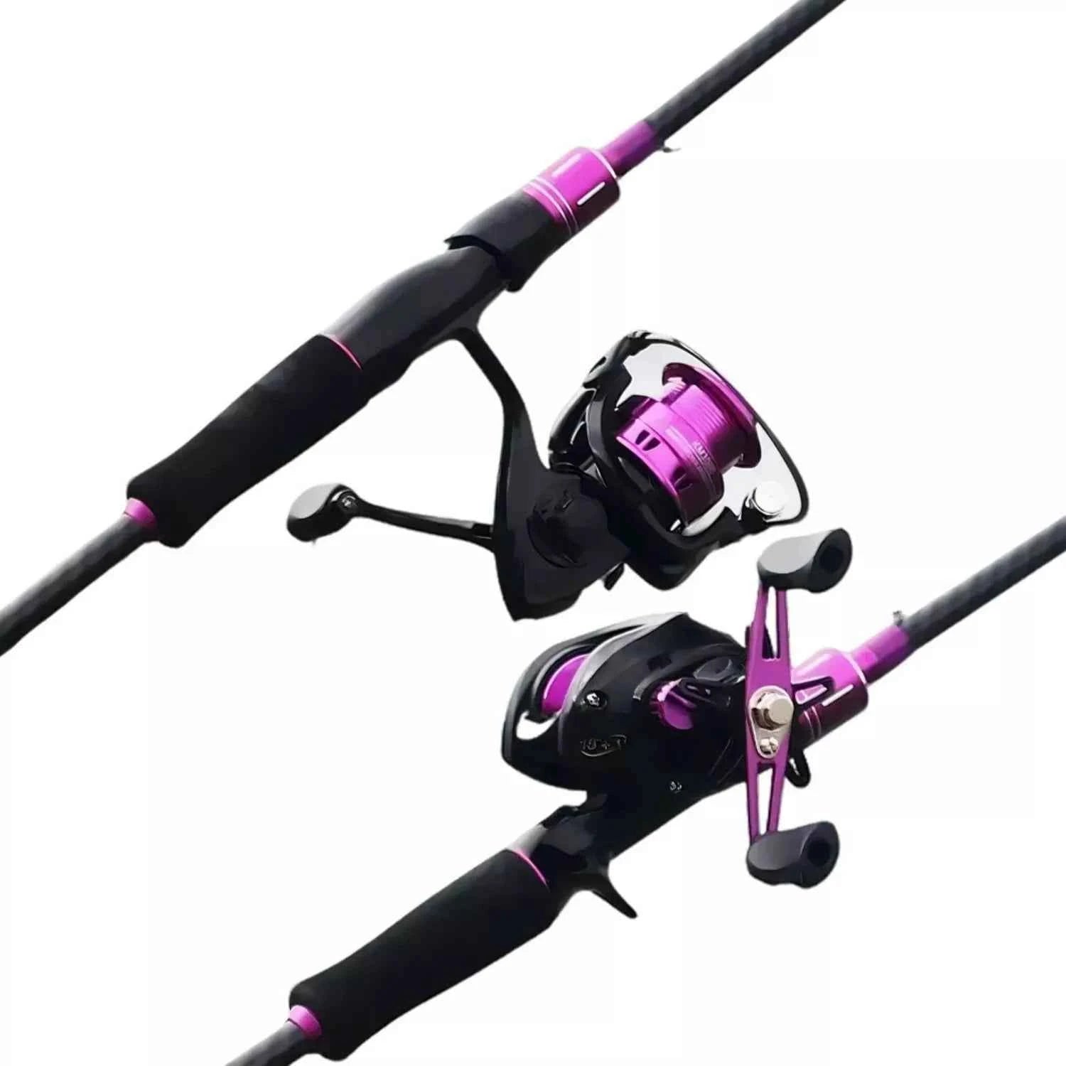 Purple Carbon Fishing Rod and Reel Combo - M Action Fishing Rods and Reels Combo for Freshwater & Saltwater Anglers - REeffun