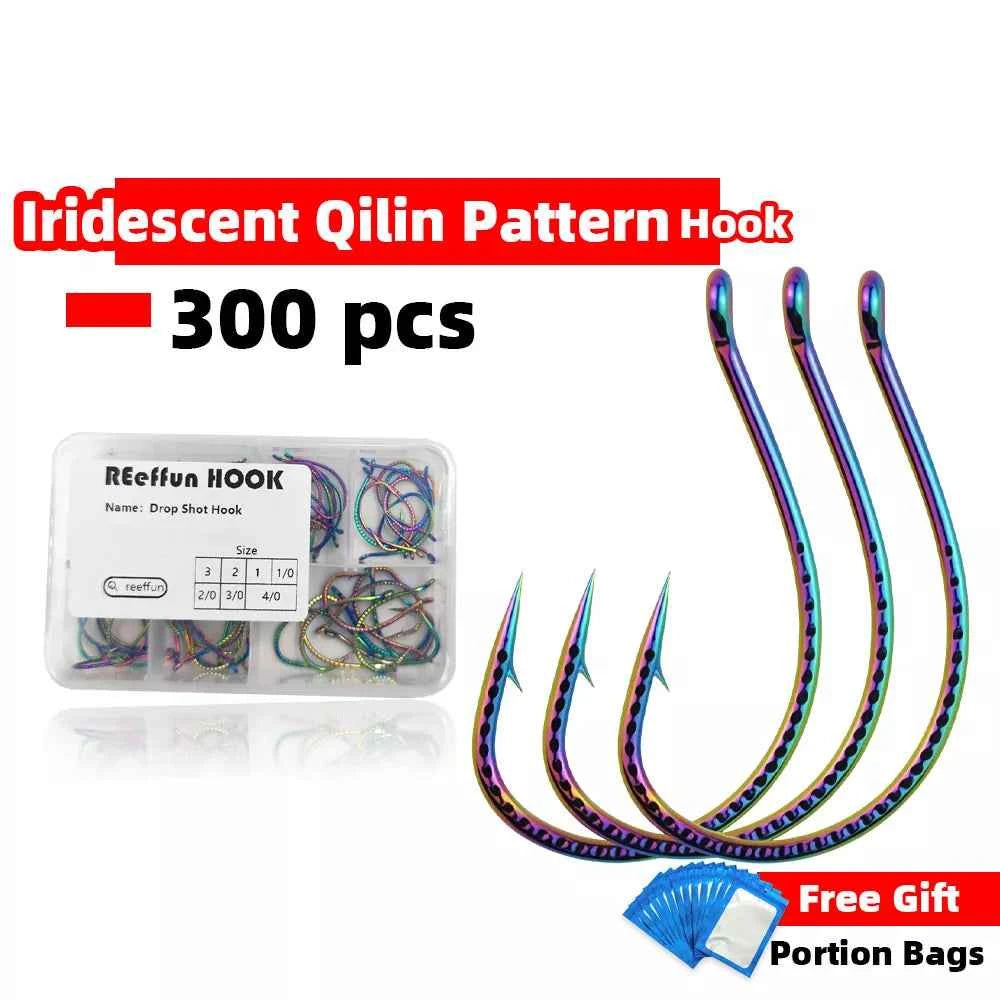 Colored Fish Hooks – Wide Gap Fishing Hooks for Bass | Drop Hook Fishing J Hooks | 100–300PCS - REeffun