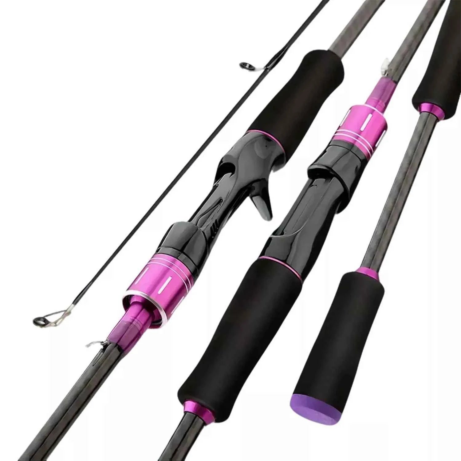 Purple Carbon Fishing Rod and Reel Combo - M Action Fishing Rods and Reels Combo for Freshwater & Saltwater Anglers