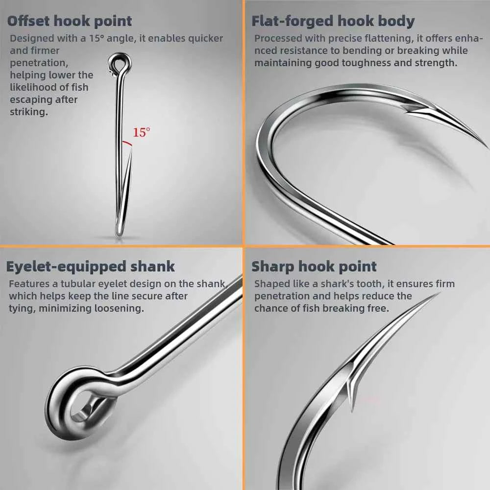 Sharpened Single High Carbon Steel Fishing Hooks | Bream & Carp Tackle Hooks (#0.5–#15)