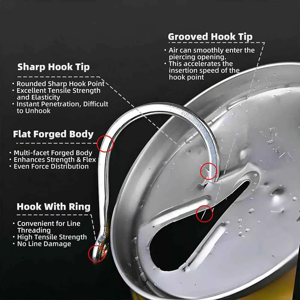 Jigging Hooks | High Carbon Steel Wide Gap Circle Fishing Hooks for Big Game - REeffun