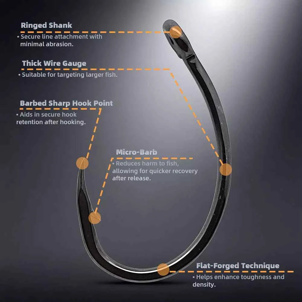High-Carbon Steel Micro Barb Hooks – Wide Gap Single Hook Fishing Tackle - REeffun