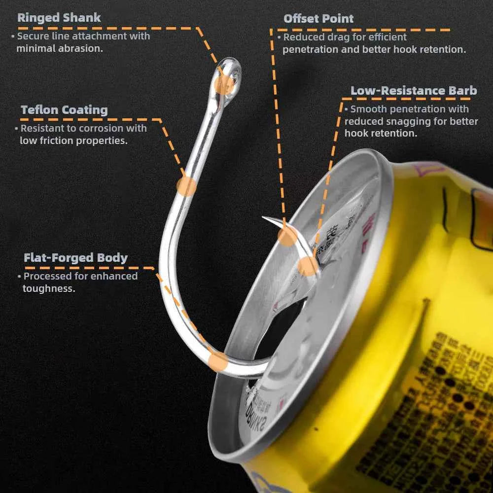 Demon Circle Hooks - High Carbon Steel Shark Fishing Hooks for Saltwater Big Game (Sizes 1#–5/0#)