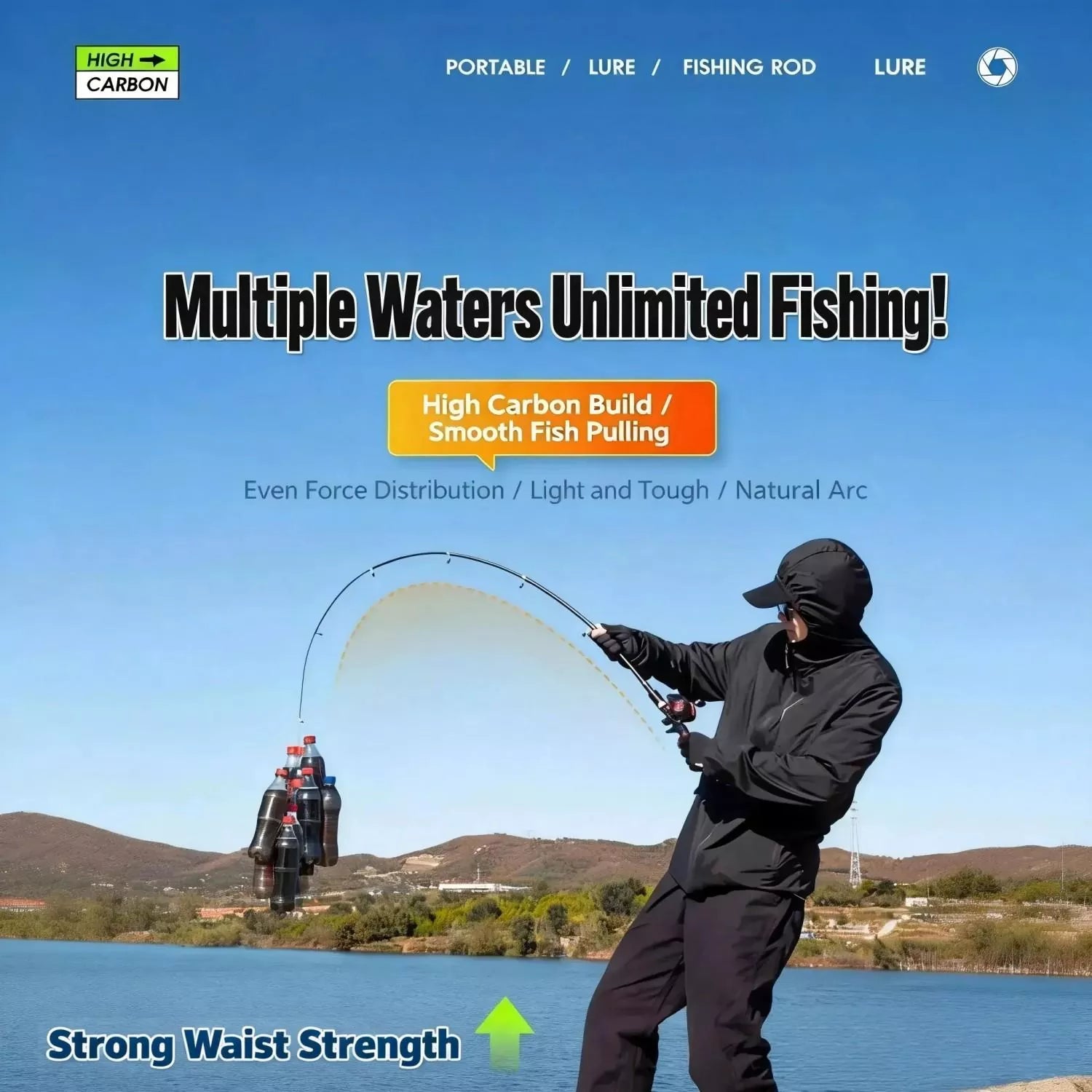 Portable High-Carbon telescopic fishing rod reel combo for Saltwater and Freshwater Adventures