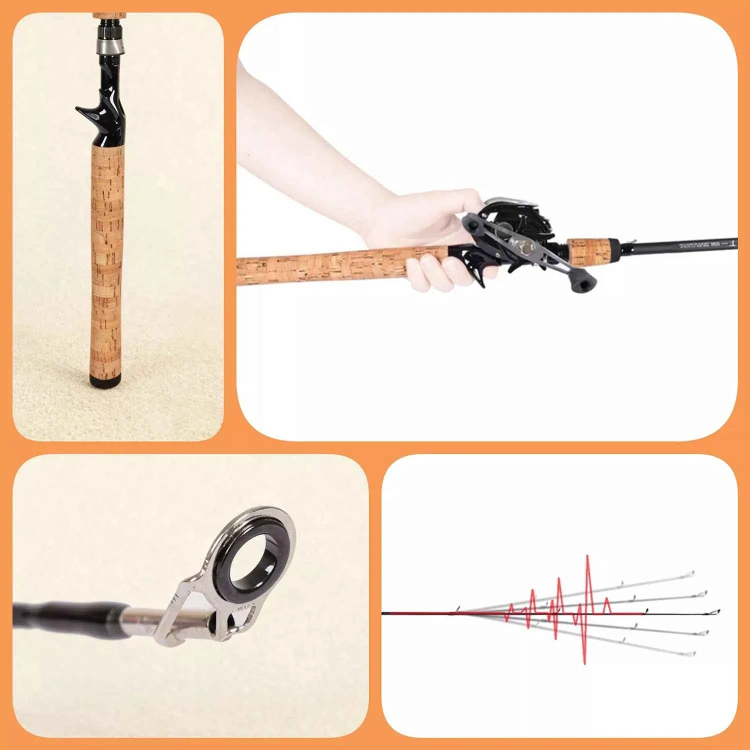 Versatile ML Action Spinning/Casting Fishing Rod Kit - Good Catfish Rod and Reel Combos for Beginners, Bass & Pike - REeffun