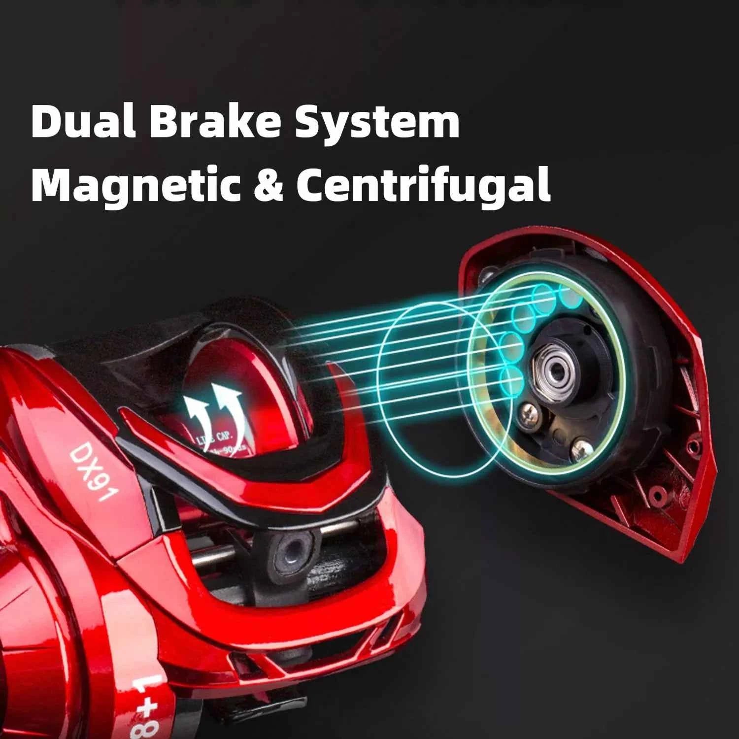 Dual Brake Baitcast Reel - Salt Water Fishing Reel with Anti-Backlash, Lightweight Metal Body for Fresh & Saltwater Angling