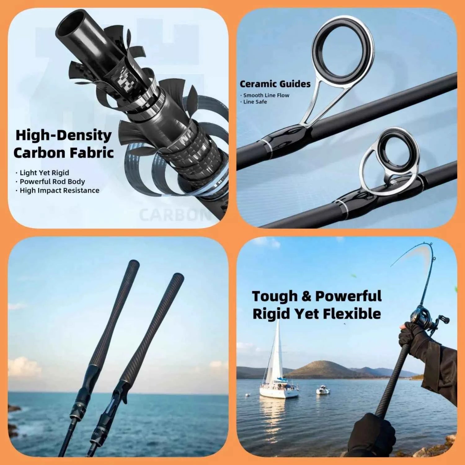 High Carbon Medium Action Lure Rod - Open Face Fishing Rod and Reel Combo, 1.8m-2.7m for Streams, Lakes & Coastal Fishing