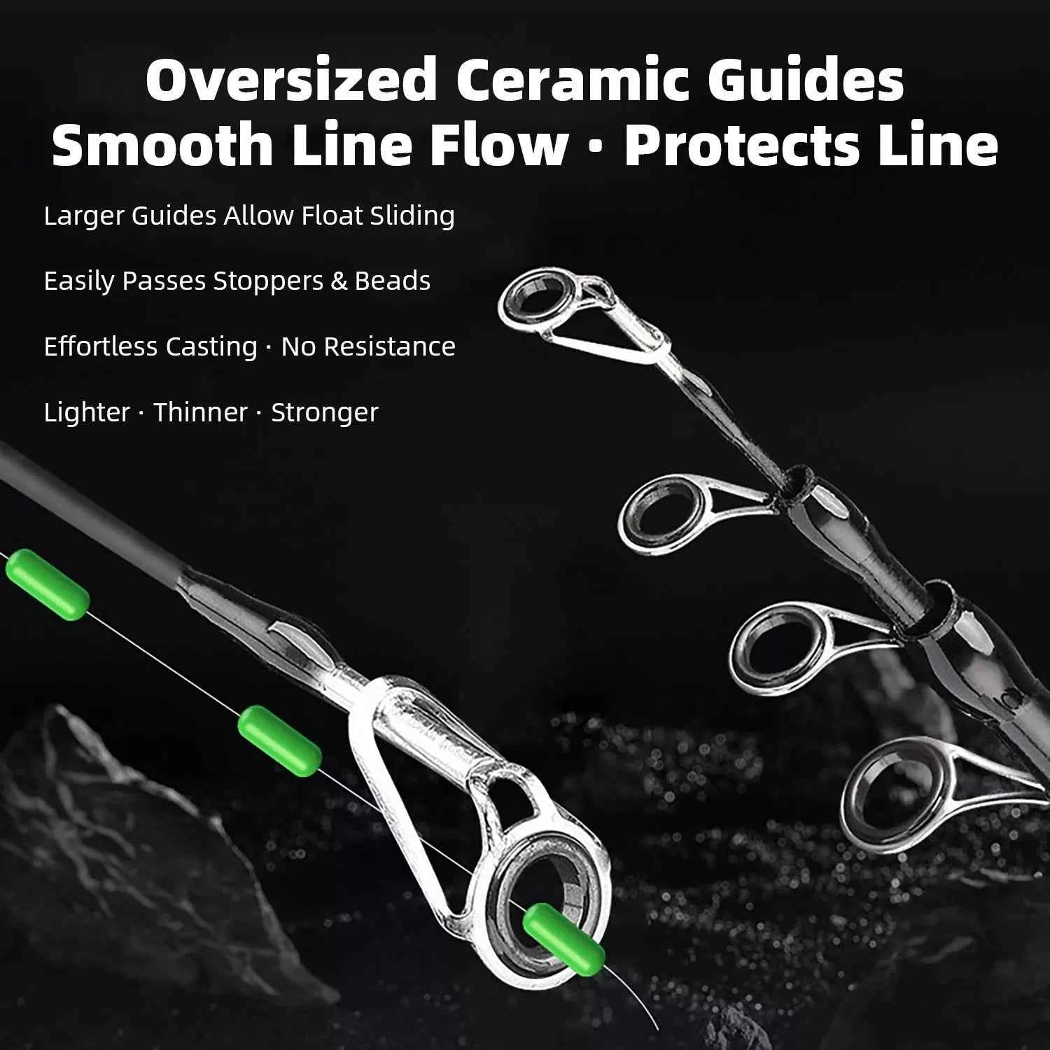 Telescopic Carbon Fishing Rods Rod - Lightweight Spinning/Baitcaster Fishing Rod for Freshwater & Saltwater with Wooden Fishing Rod Grip