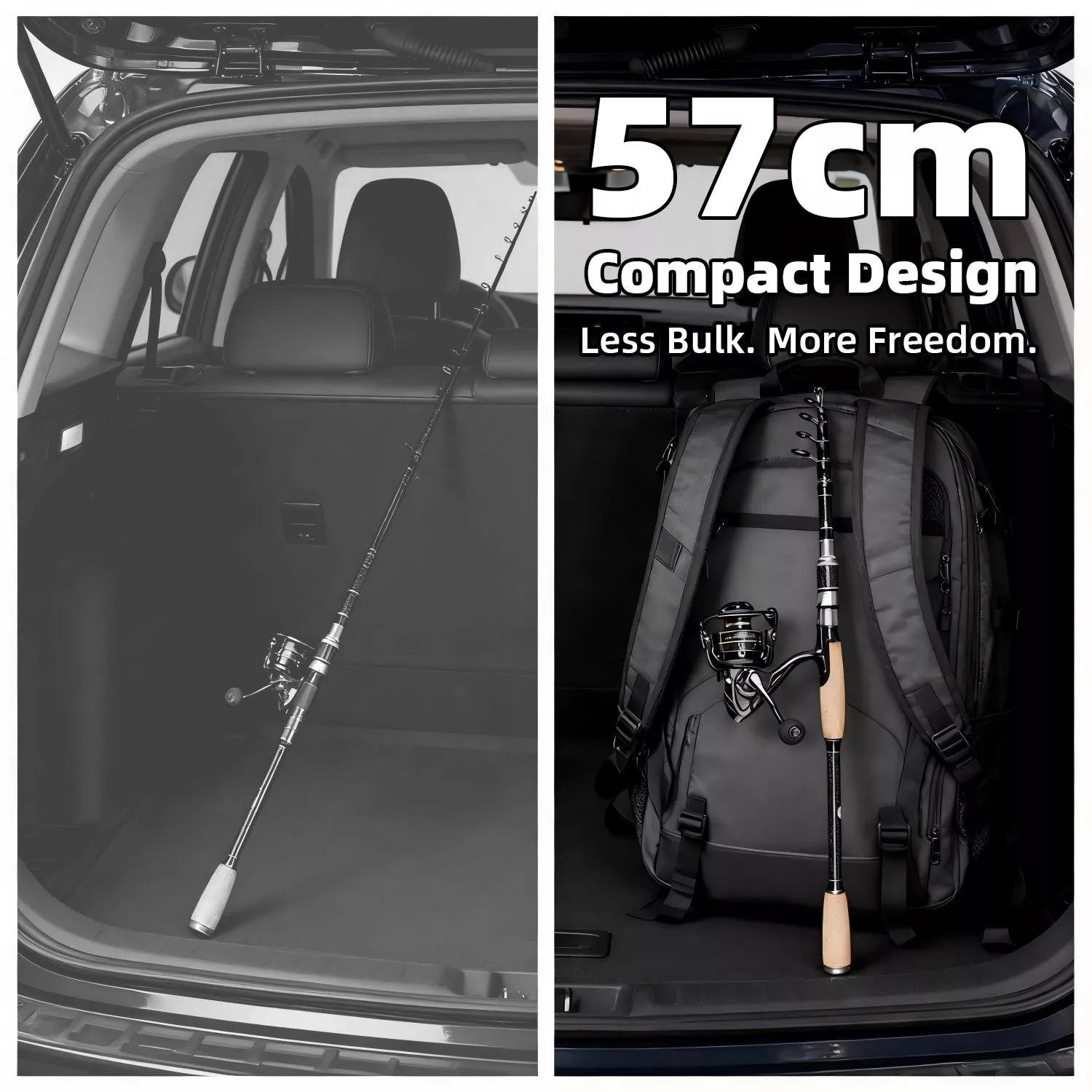 Portable Carbon Fiber Surf Fishing Rod and Reel Combo with Travel Bag - M Action Spinning & Casting Set