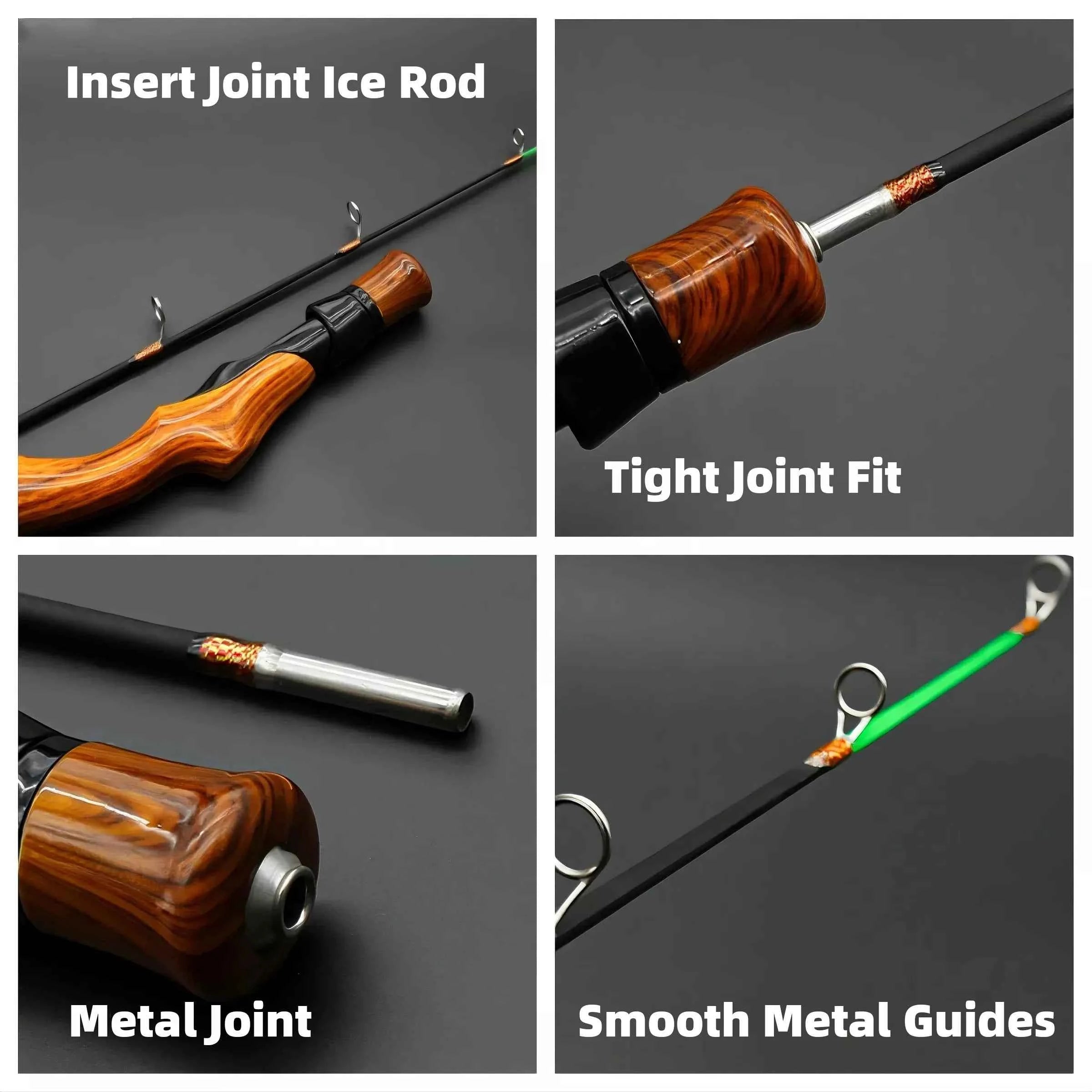 Ice Fishing Rod and Reel Combo - 50/60/70cm Fiberglass Setup with Free Tackle Kit
