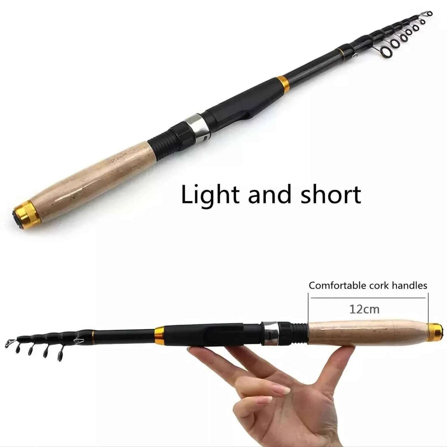 Telescopic Spin Fishing Rod and Reel - Carbon Ultralight Rod and Reel Combo for Bass & Snakehead