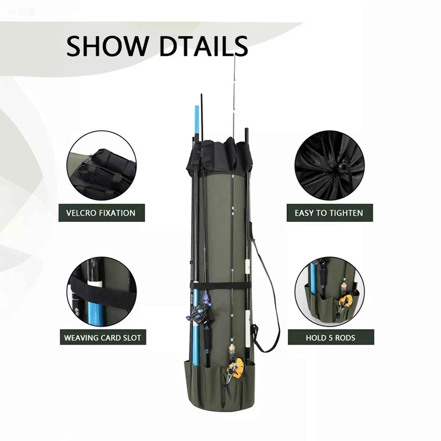 1.15M Large Capacity Waterproof Fishing Rod Case - Multi-Functional Single Shoulder & Handheld fishing tackle Storage Bag