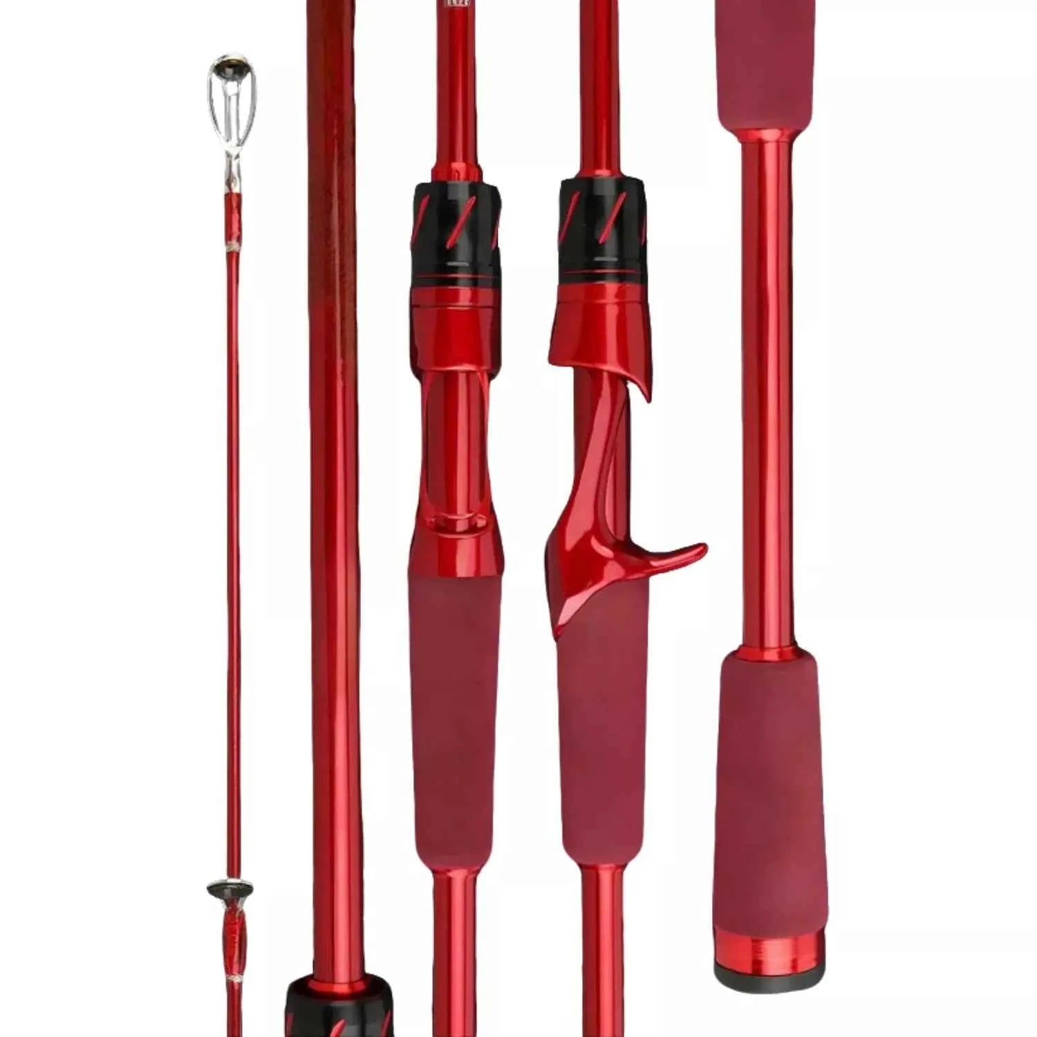 ML Action Carbon Fiber Fishing Rod – Spinning & Baitcasting Rods Options, Red Style & Womens-Friendly Grip