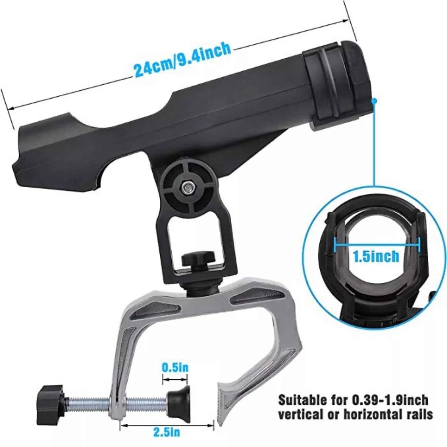 360° Rotatable Kayak Fish Rod Holder - Durable Nylon & Aluminum Fishing Rod Support