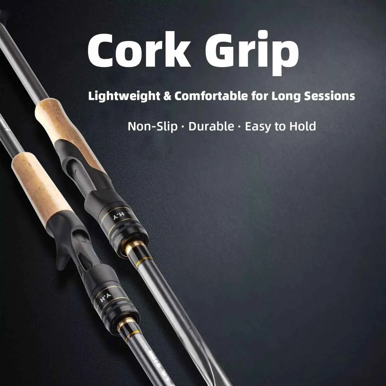 4-Piece Portable Carbon Fiber Fishing Rod - Lightweight Cork Fishing Rod for Fishing Rod Spinning & Fish Casting Rod, Ideal for Surf Rod Fishing & Travel Angling