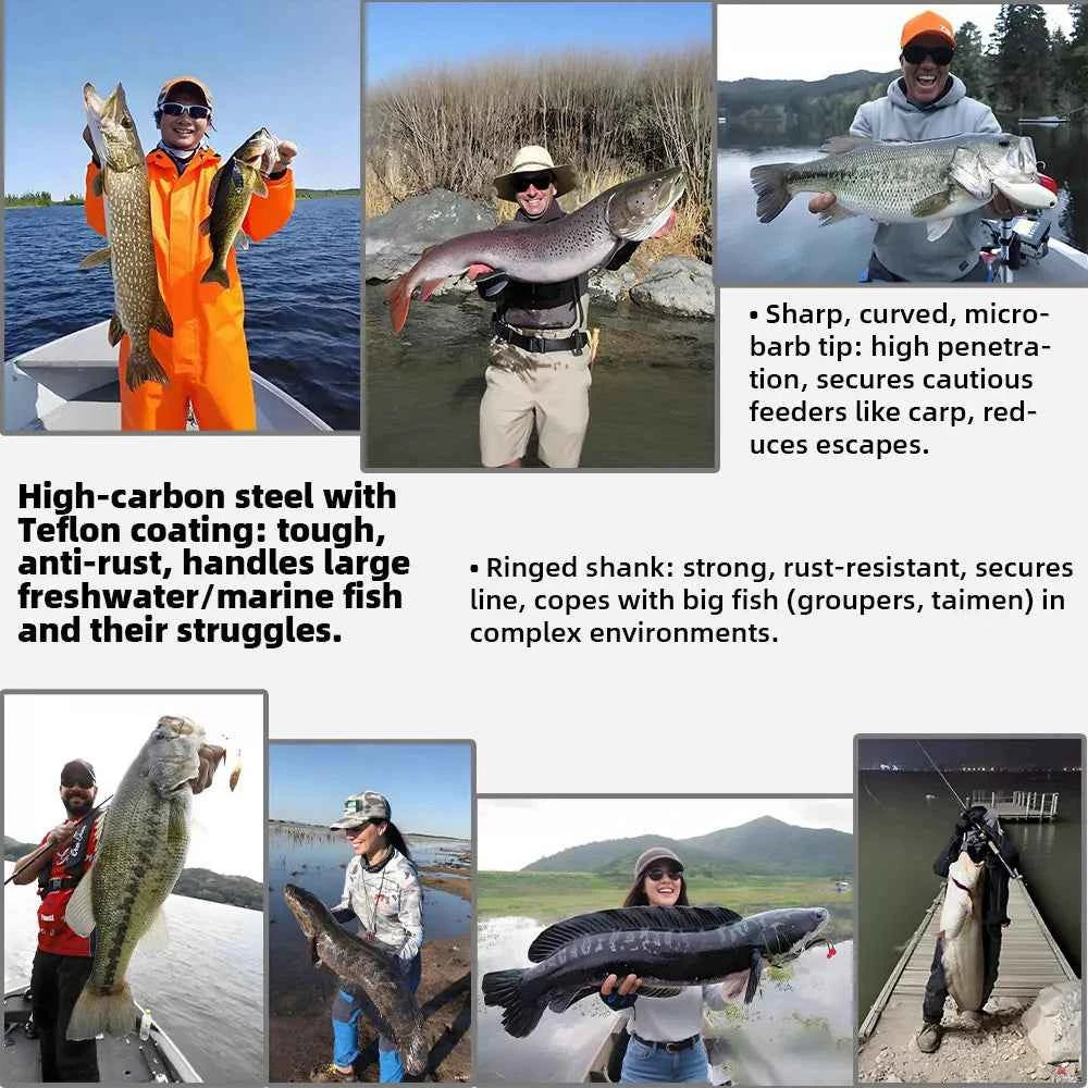 High-Carbon Steel Micro Barb Hooks – Wide Gap Single Hook Fishing Tackle - REeffun