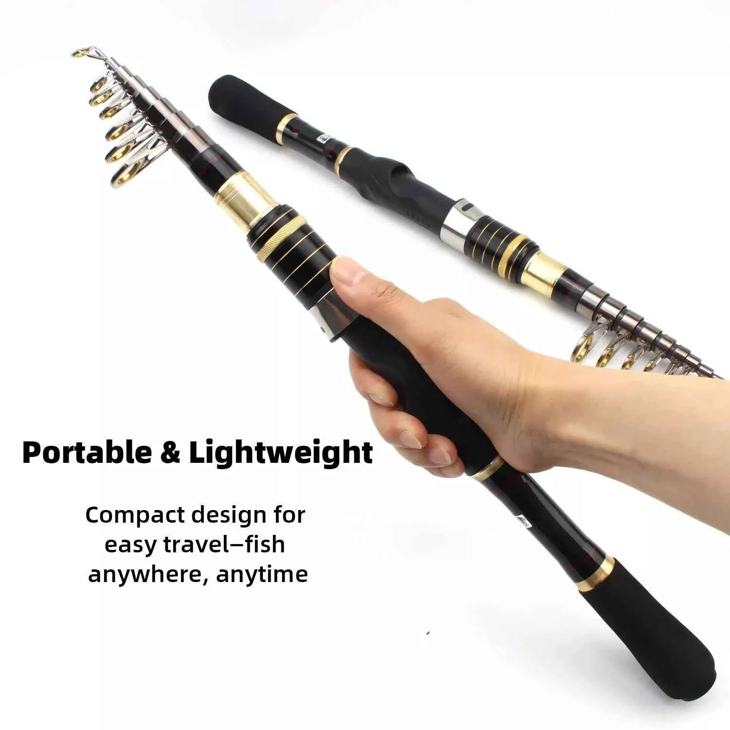 Premium Carbon Telescopic Fishing Rod and Reel Combo | Ultralight Fishing Rod and Reel Combo, Spinning Combo Rod Reel for Freshwater & Saltwater Fishing