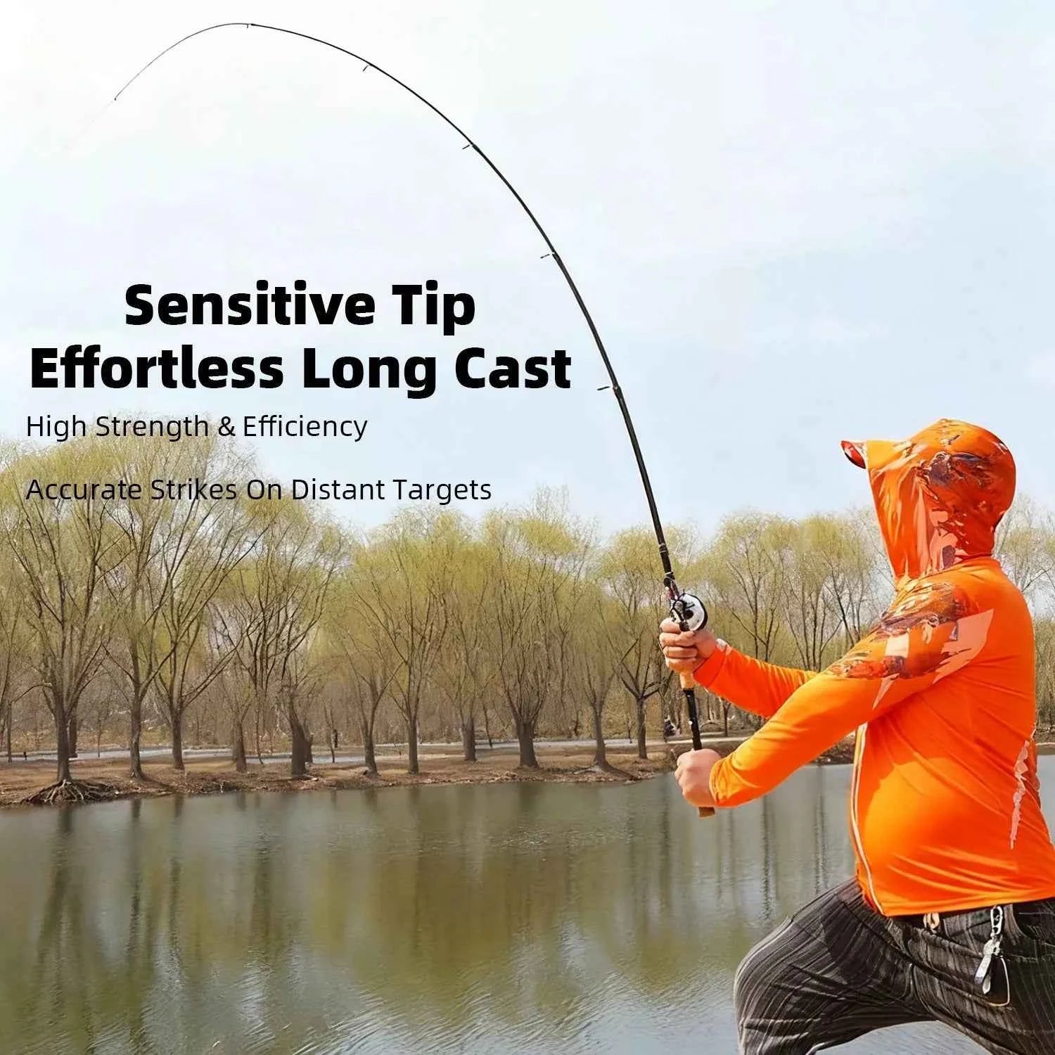 Portable Extendable Fishing Rod - High-Carbon Cork Fishing Rod for Fishing Rods Spinning (1.8m-3.6m, Saltwater Ready)
