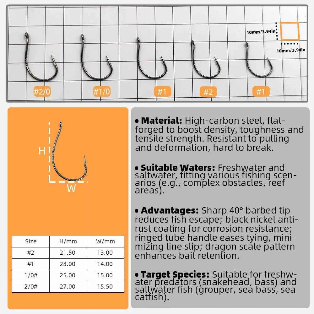 High Carbon Steel Wide Gap Fishing Hooks for Drop Hook Fishing - Reliable J Hooks