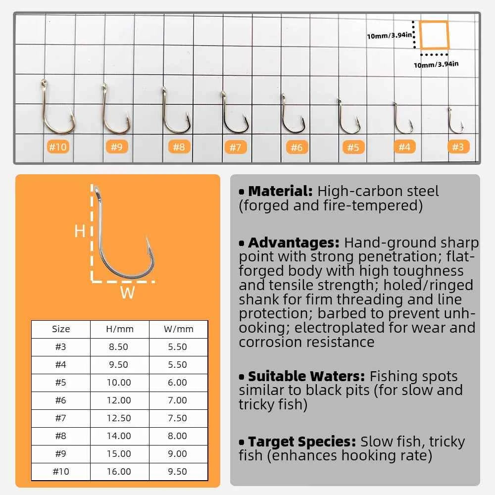 High Carbon Steel Micro Fishing Hooks | Size #3–#10 | Tube-Eye Barb Hook Fish | 1500PCS/Box