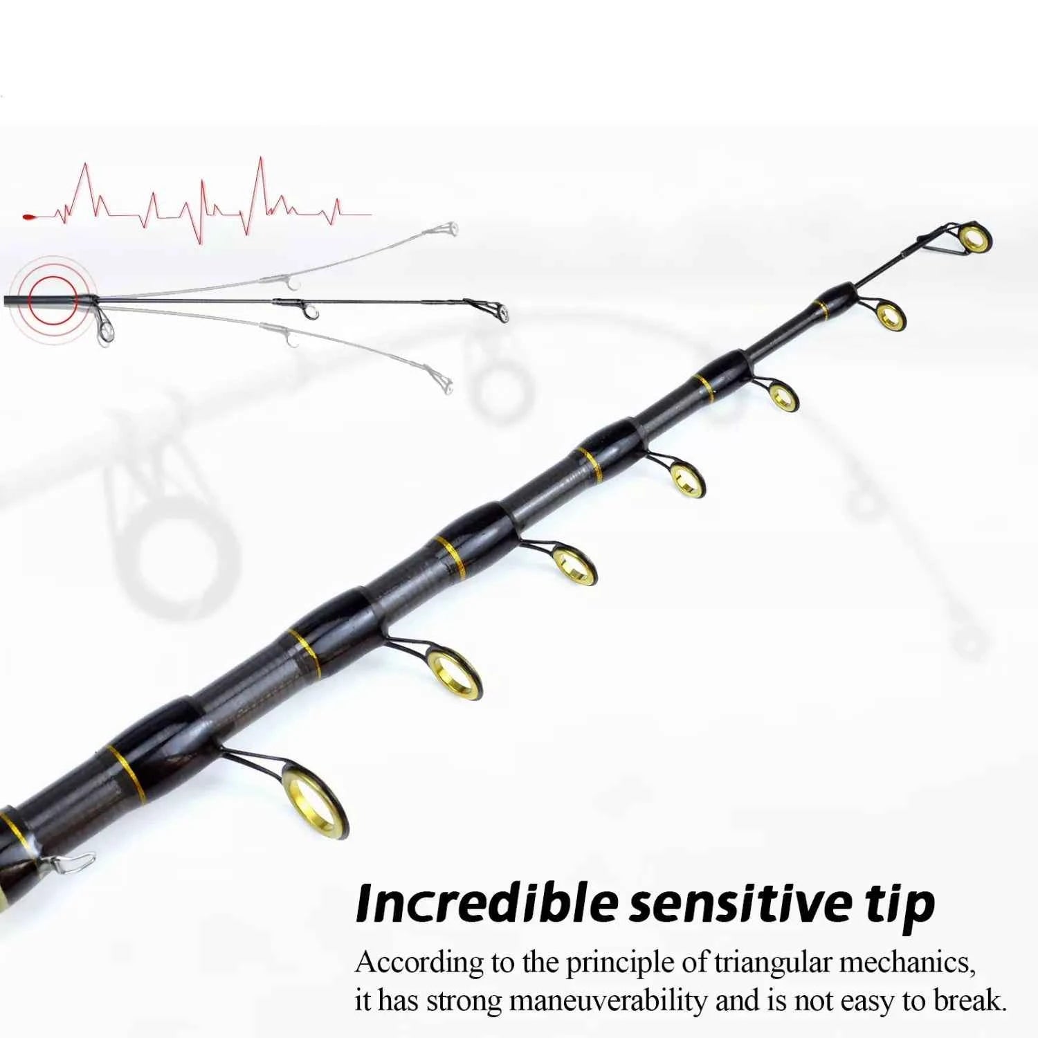 Telescopic High End Fishing Rod - Portable Fishing Pocket Rod for Spin Fishing, Deep Sea & Freshwater Fish Casting