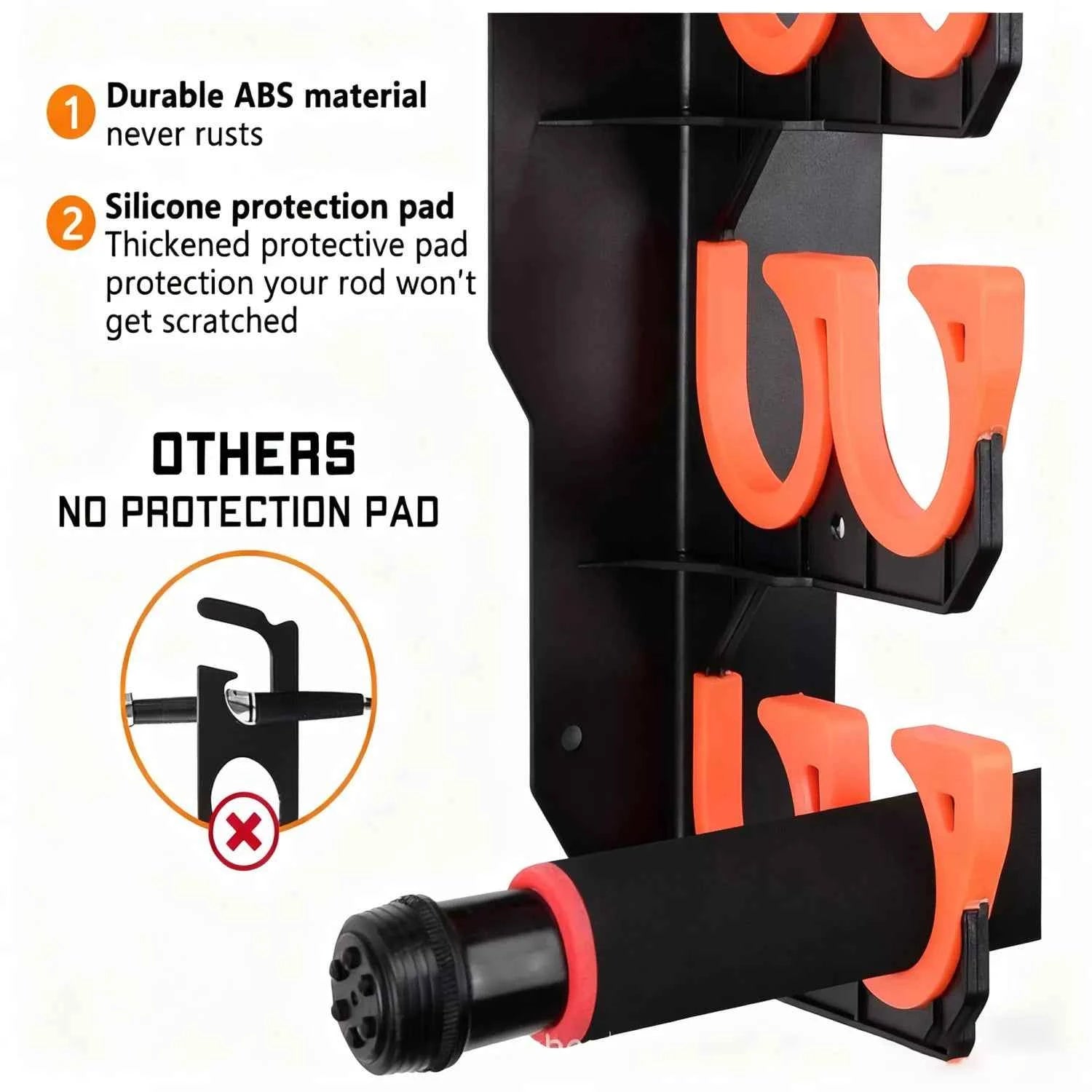 Durable ABS Fishing Rod Rack Garage - Wall Mount Fishing Rod Rack for Spinning & Saltwater Rods