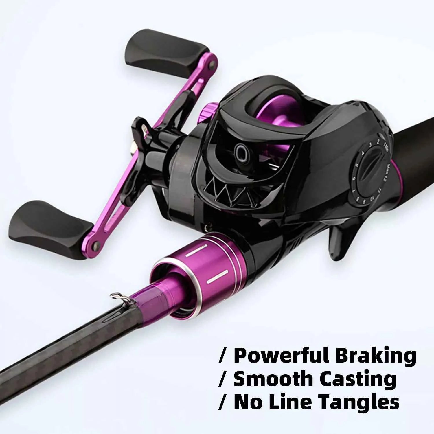 Purple Carbon Fishing Rod and Reel Combo - M Action Fishing Rods and Reels Combo for Freshwater & Saltwater Anglers
