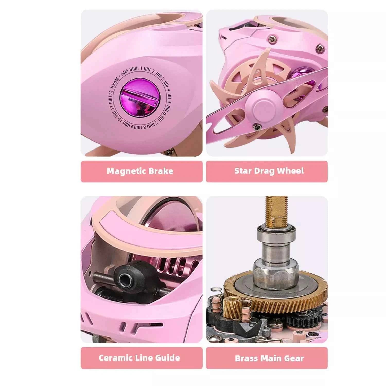 Pink Fishing Rod and Reel Combo - UL Light Carbon Lure Rod for Saltwater & Freshwater Micro Jigging (1.5m-1.98m)