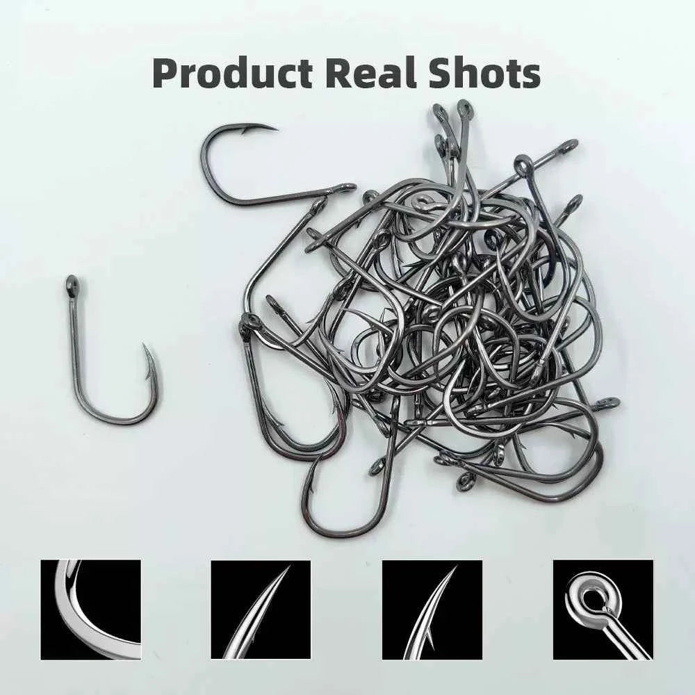 Single High Carbon Steel Fishing Hooks | Durable Tackle for Freshwater & Saltwater (Sizes #3–#18)