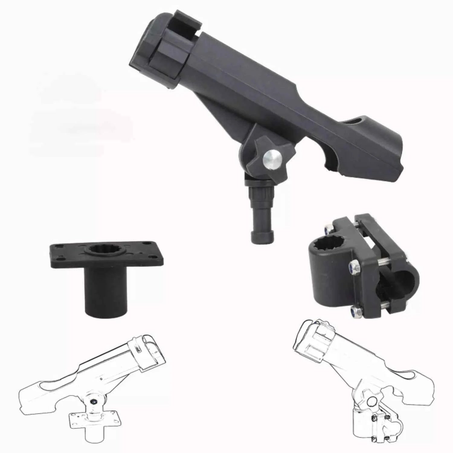 Rotatable Kayak Fishing Rod Holder - Durable Automatic Fishing Rod Support for Anglers