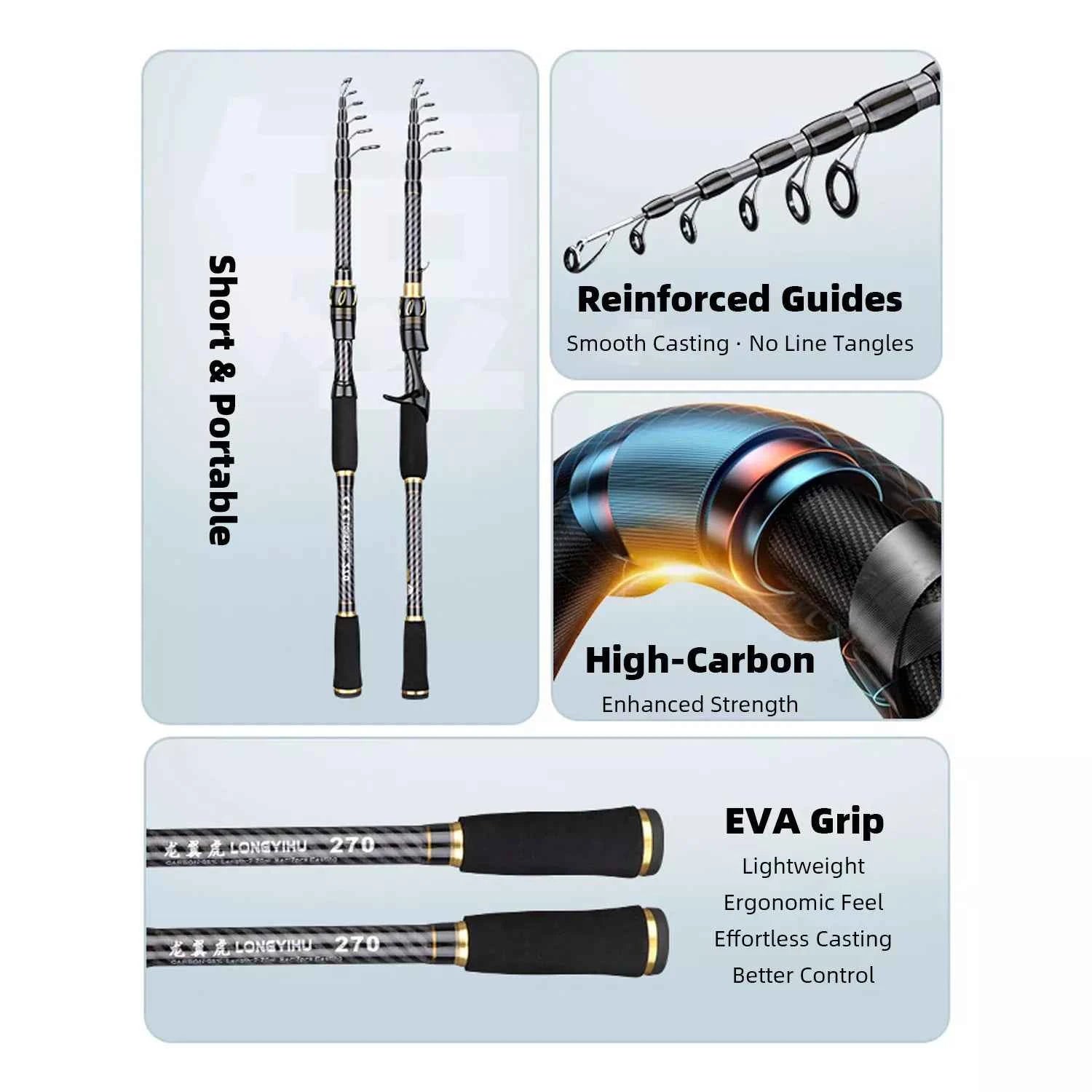 Carbon Fiber Folding Fishing Rod – Ultra-Portable Design for Surf Rod Fishing & Spinning