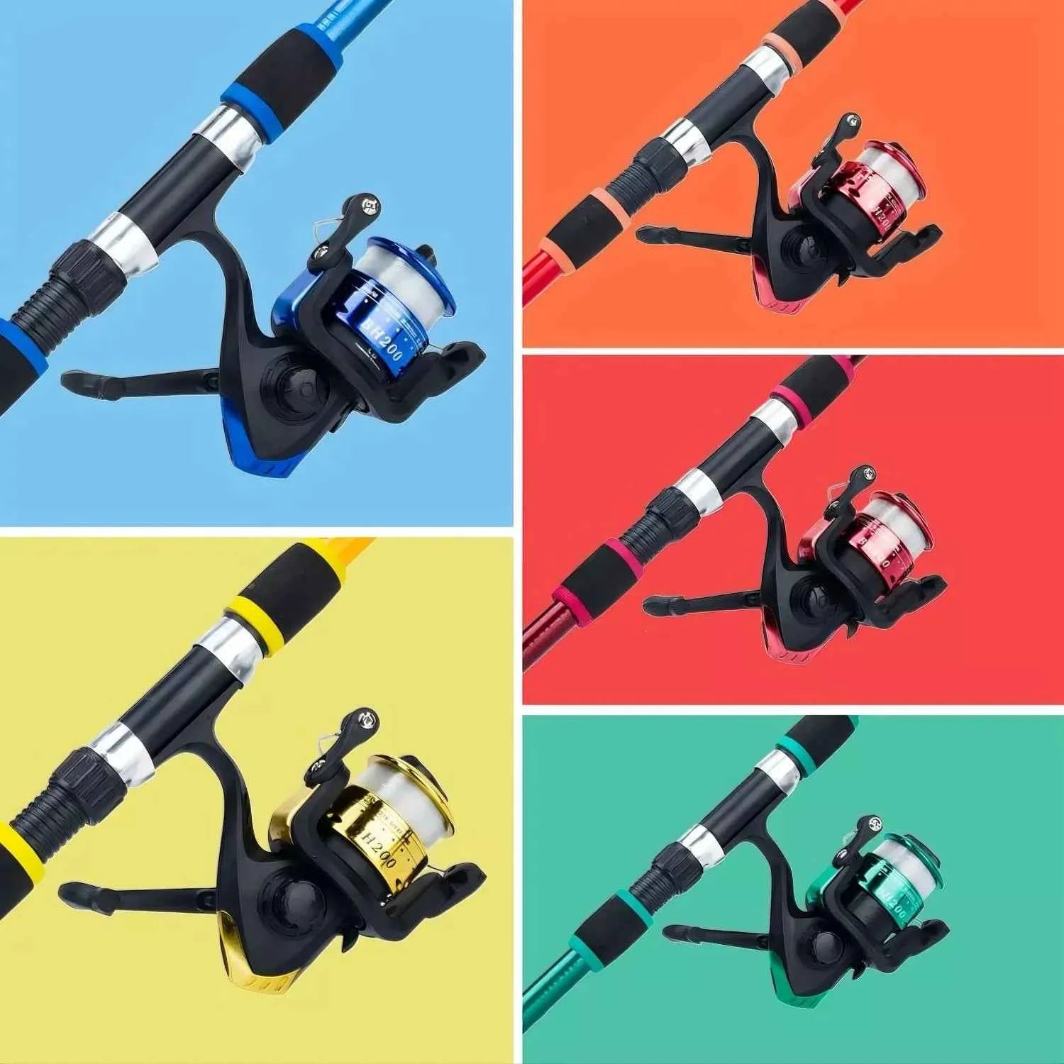 1.8m Collapsible Rod and Reel Combo - Lightweight Combo Reel Rod for Saltwater & Freshwater Fishing