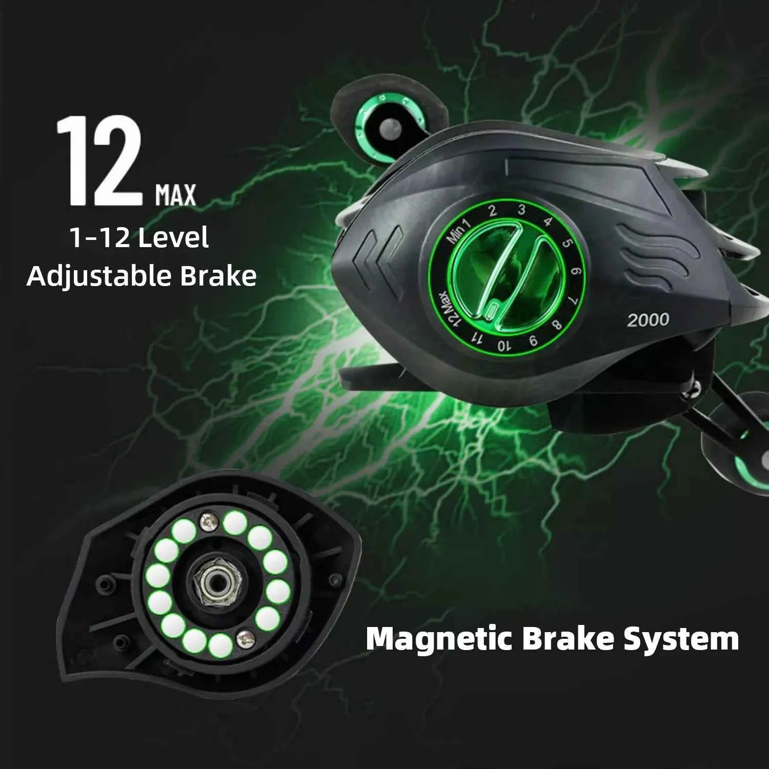 High-Speed 7.2:1 Magnetic Brake Anti-Tangle Baitcaster Reel for Freshwater & Saltwater Fishing