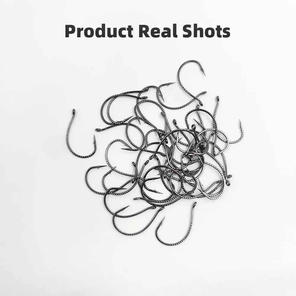 High Carbon Steel Wide Gap Fishing Hooks for Drop Hook Fishing - Reliable J Hooks - REeffun