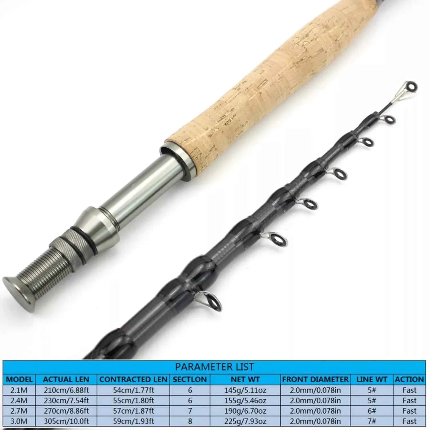 Premium Carbon Fishing Rod Folding - Fast Action Fishing Fly Rods for Outdoor Angling | Suitable for Perch, Pike & Travel