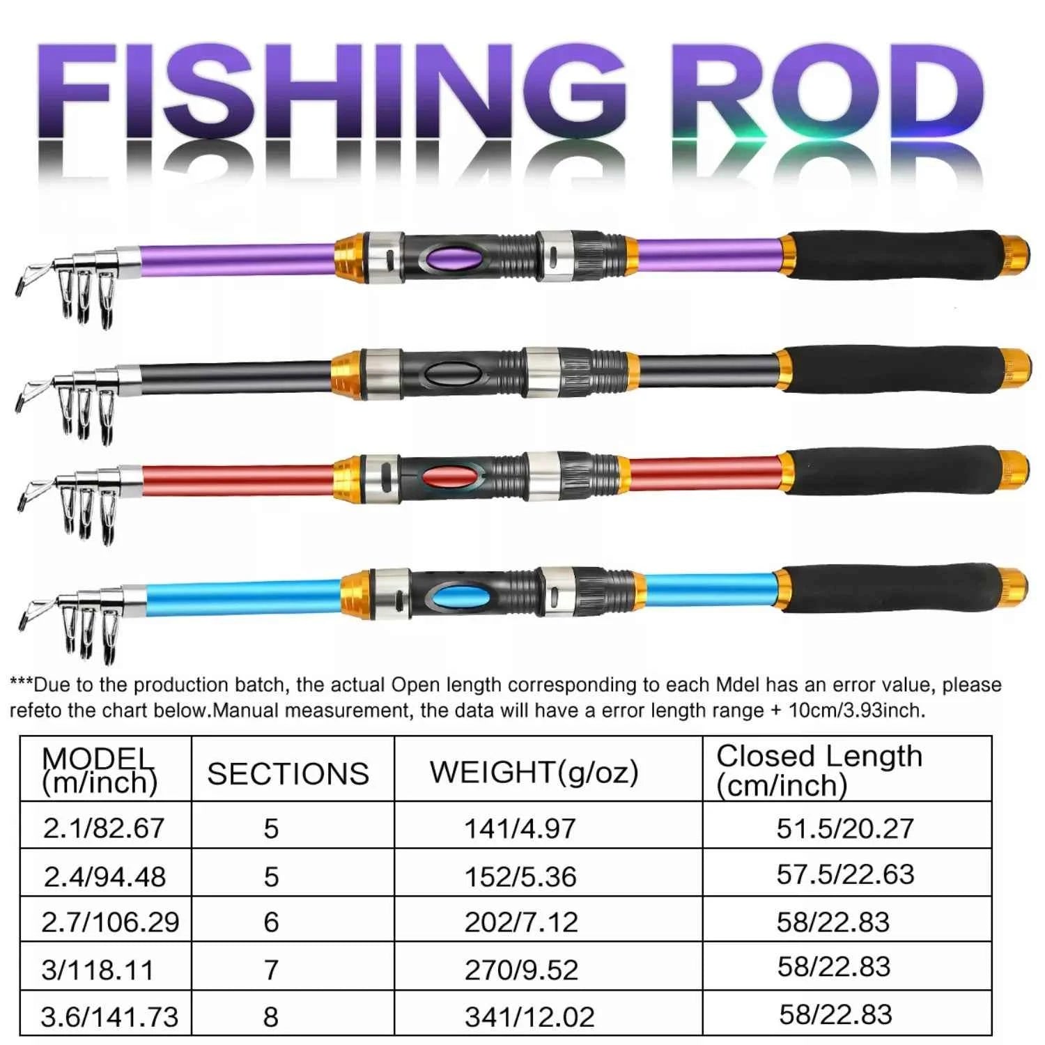 Fiberglass Foldable Fishing Rod - All-Water Spinning Fishing Rod & Fish Casting Rod for Outdoor Travel, Portable Fish Rods for Global Anglers