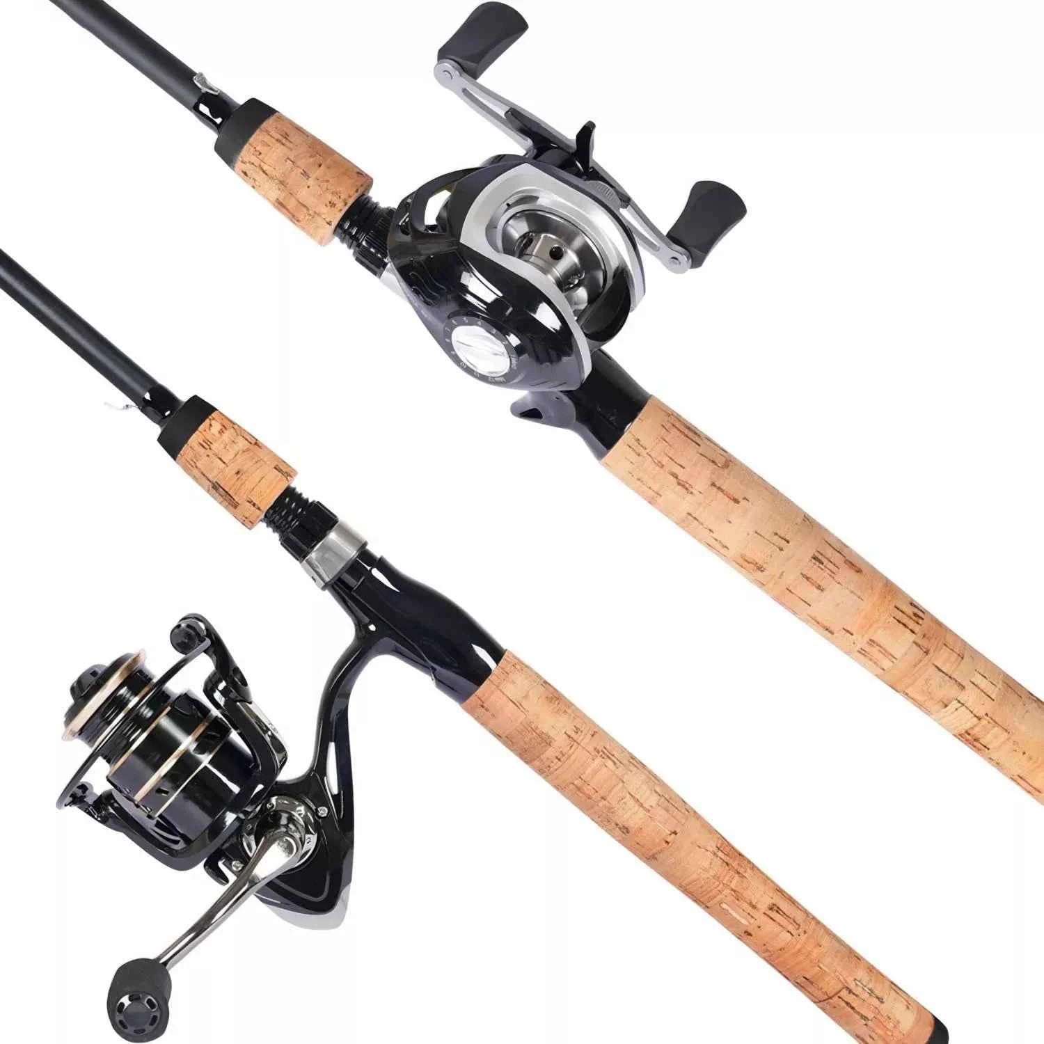 Versatile ML Action Spinning/Casting Fishing Rod Kit - Good Catfish Rod and Reel Combos for Beginners, Bass & Pike