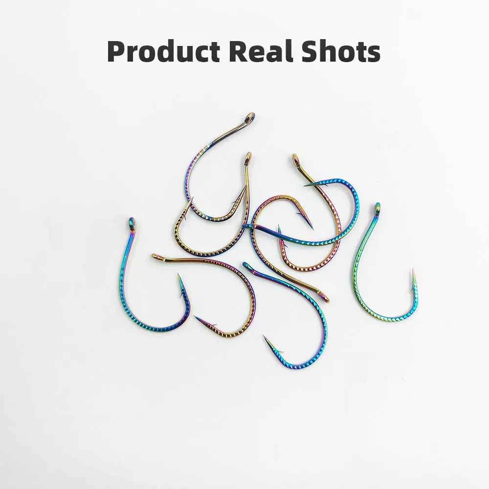 Colored Fish Hooks – Wide Gap Fishing Hooks for Bass | Drop Hook Fishing J Hooks | 100–300PCS - REeffun