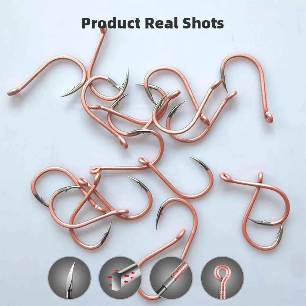 Shrimp Pink Fish Hooks – High Carbon Steel Bionic Hooks for Inshore & Offshore Fishing (#3–#12)