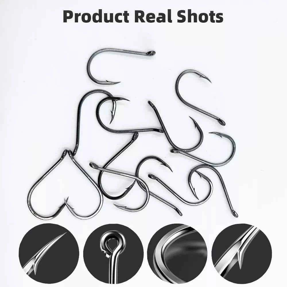 Sharpened Single High Carbon Steel Fishing Hooks | Bream & Carp Tackle Hooks (#0.5–#15)