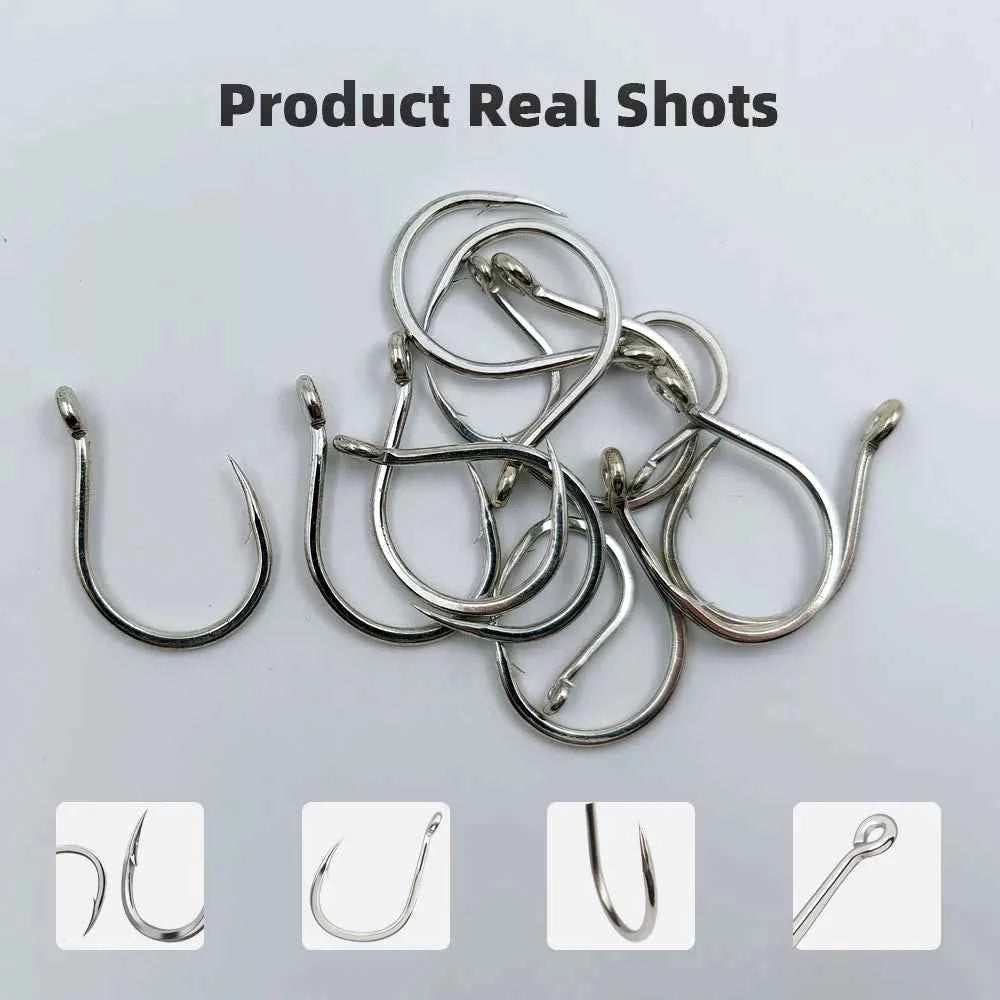 Jigging Hooks | High Carbon Steel Wide Gap Circle Fishing Hooks for Big Game - REeffun