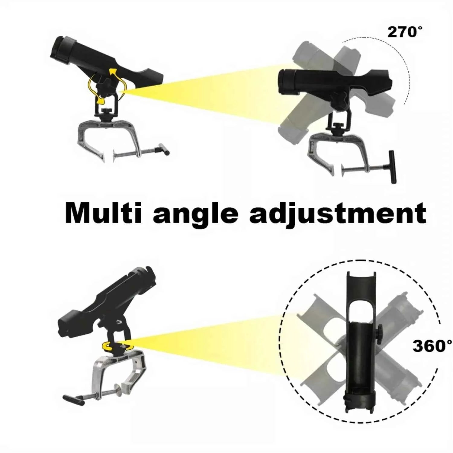 360° Rotatable Kayak Fish Rod Holder - Durable Nylon & Aluminum Fishing Rod Support