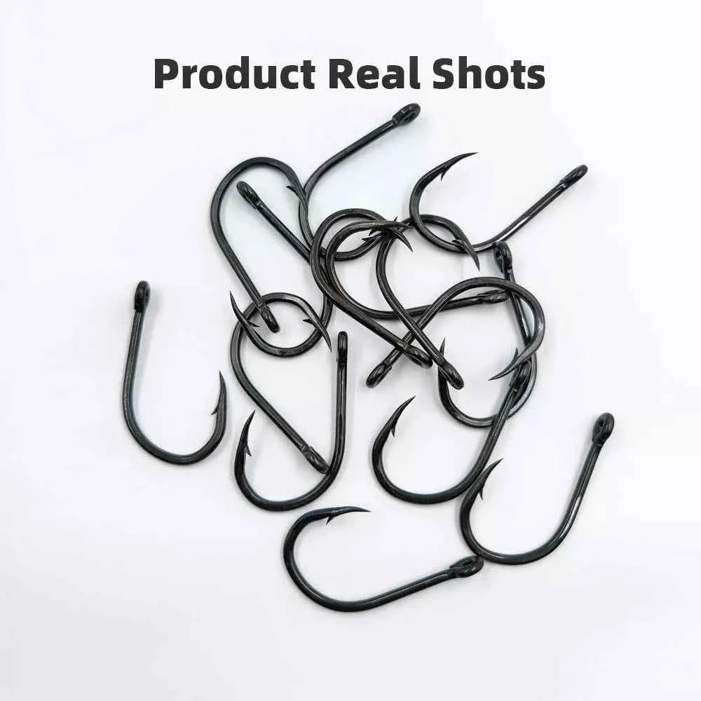 Big Game Fishing Hooks - High-Strength Alloy Steel Offset Tackle Hooks Box (#19–#28)