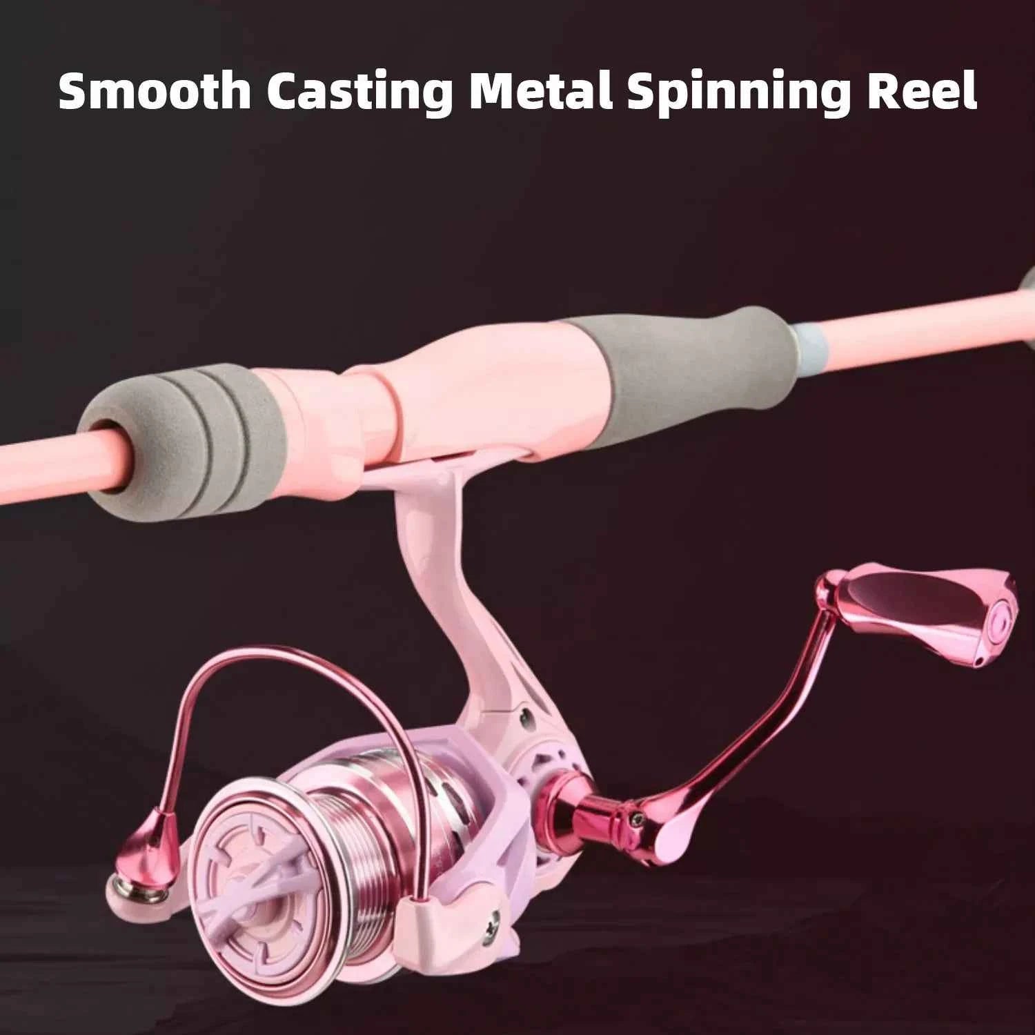 Pink Carbon Fishing Rod and Reel Combo - M/UL Action Spinning/Casting Set with Lures & Line for Lake Fishing