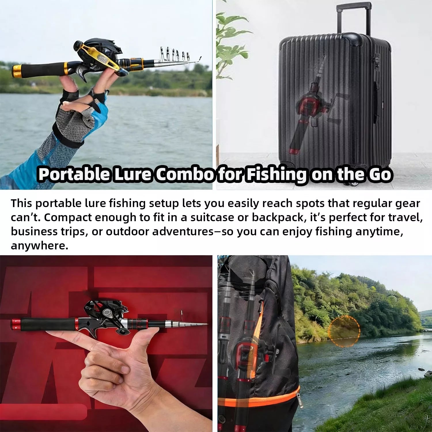 Portable High-Carbon telescopic fishing rod reel combo for Saltwater and Freshwater Adventures