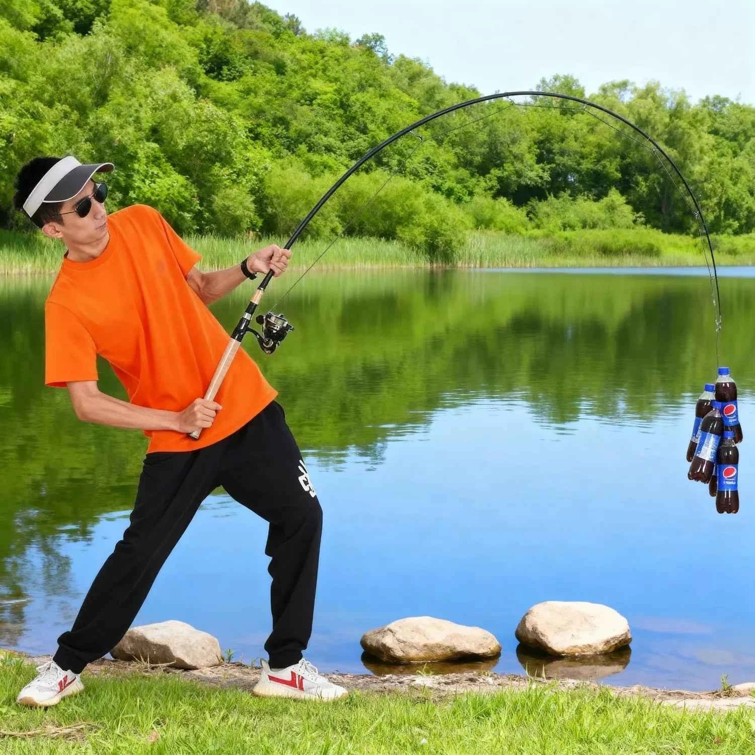 Versatile ML Action Spinning/Casting Fishing Rod Kit - Good Catfish Rod and Reel Combos for Beginners, Bass & Pike - REeffun